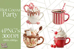 Hot Cocoa Clipart PNG, Christmas Drinks, Cozy Mugs Product Image 1