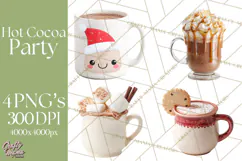 Hot Cocoa Clipart PNG, Christmas Drinks, Cozy Mugs Product Image 1