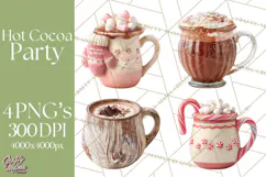 Hot Cocoa Clipart PNG, Christmas Drinks, Cozy Mugs Product Image 1