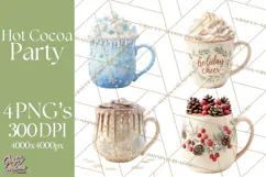 Hot Cocoa Clipart PNG, Christmas Drinks, Cozy Mugs Product Image 1
