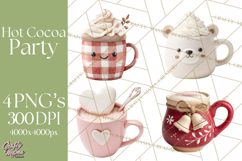 Hot Cocoa Clipart PNG, Christmas Drinks, Cozy Mugs Product Image 1