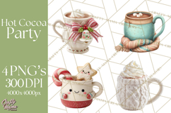 Hot Cocoa Clipart PNG, Christmas Drinks, Cozy Mugs Product Image 1