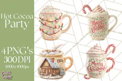 Hot Cocoa Clipart PNG, Christmas Drinks, Cozy Mugs Product Image 1