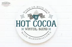 Hot Cocoa Winter Farmhouse Round Sign SVG Product Image 2