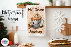 Hot Chocolate Christmas Kitchen Towel | Hot Cocoa Season PNG Product Image 1
