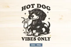 Hot Dog Vibes Only SVG PNG | Funny Summer Dachshund Clipart Product Image 1