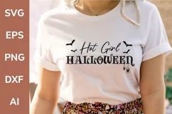 Hot Girl Halloween| Funny Trendy Halloween SVG File with Bat Product Image 1