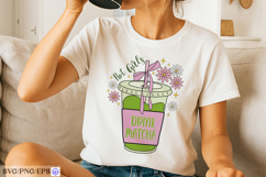 Hot Girls Drink Matcha hand-drawn SVG PNG Design Product Image 1