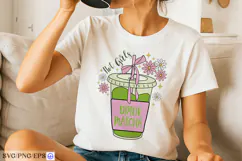 Hot Girls Drink Matcha hand-drawn SVG PNG Design Product Image 1