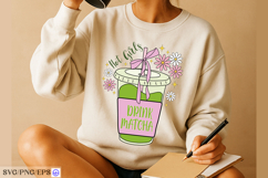 Hot Girls Drink Matcha hand-drawn SVG PNG Design Product Image 2