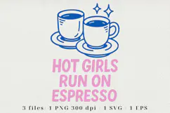 Retro Coffee Line Art Clipart, Funny Puns SVG | PNG | EPS Product Image 1