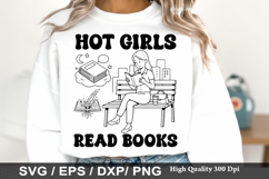 Hot Girls Read Books - Reading Books SVG Design Product Image 1