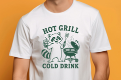 Hot Grill Cold Drink SVG - Funny Raccoon BBQ PNG Design Product Image 2