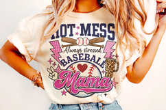 Hot Mess Always Stressed Baseball Mama PNG, Game Day PNG Product Image 2