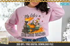 My life’s a hot mess express is a professional design that is available at 300dpi PNG to use for Sublimation, iron-on transfer, DTG Printing and normal printing.