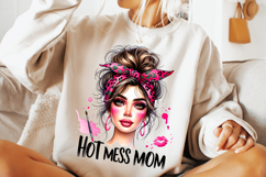 Hot Mess Mom PNG, Funny PNG, Sarcastic PNG, Messy Bun PNG Product Image 1