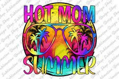 Hot Mom Summer - Summer Sublimation - Rainbow Tie Dye - Palm Product Image 1