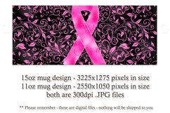 Hot Pink Awareness Ribbon Mug, Sublimation Mug Wrap, Glitter Product Image 2