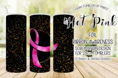 Hot Pink Foil Ribbon 20oz Tumbler Sublimation Product Image 1
