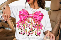Hot Pink Santa Bow PNG with Dancing Santa Charms Product Image 3