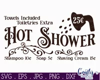 Vintage Farmhouse Home Sign | Hot Shower Wall Art Svg Design Product Image 2