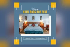Modern Hotel Room For Rent Social Media Marketing Banner Product Image 2