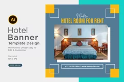Modern Hotel Room For Rent Social Media Marketing Banner Product Image 1