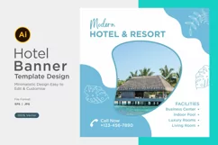 Modern Hotel Social Media Marketing Banner Design Template Product Image 1