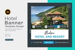 Modern Hotel Social Media Marketing Banner Design Template Product Image 1