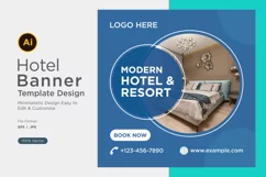 Modern Hotel Social Media Marketing Banner Design Template Product Image 1