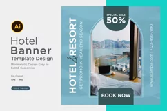 Hotel Social Media Marketing Banner Design Template Product Image 1