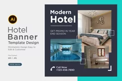 Modern Hotel Social Media Marketing Banner Design Template Product Image 1