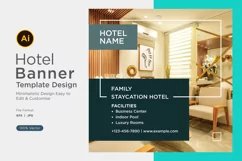 Family Staycation Hotel Social Media Marketing Banner Design Product Image 1