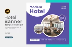Modern Hotel Social Media Marketing Banner Design Template Product Image 1