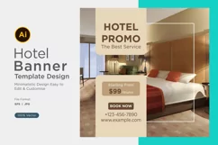 Hotel Promo Social Media Marketing Banner Design Template Product Image 1