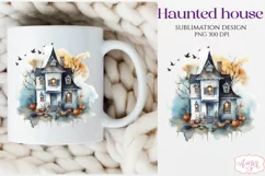 Watercolor Haunted house PNG for sublimation | Halloween PNG Product Image 2