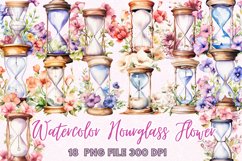 Hourglass Flower Watercolor Sublimation Clipart Product Image 1