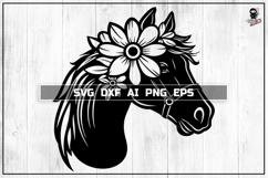 Floral Horse SVG, Farm Animal Portrait Cut File Product Image 1