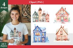 Winter houses, Christmas clipart, Houses clipart PNG Product Image 1