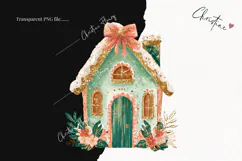 Brush Stroke Christmas House Clipart | Preppy Christmas PNG Product Image 2