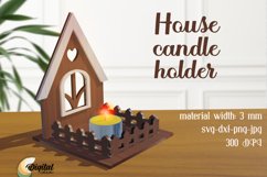 House Candle Holder Laser Cut. 3D House Candle Laser Cut Product Image 1