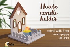 3D House Candle Laser Cut. House Candle Holder Laser Cut Product Image 1