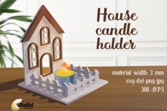 3D Candle Laser Cut. House Candle Holder Laser Cut. 3D House Product Image 1