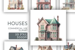 Houses Clipart | Watercolour Clipart PNG Product Image 1