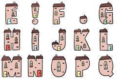 House Font Cartoon Home Brick Building Lettering ABC SVG PNG Product Image 3