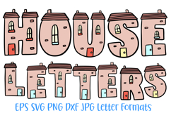 House Font Cartoon Home Brick Building Lettering ABC SVG PNG EPS by Squeeb Creative
