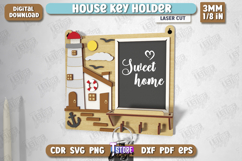 House Key Holder Laser Cut | Wall Key Hanger House Shaped Product Image 1