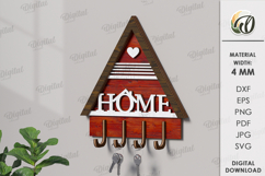 Layered House Key Holders Bundle Laser Cut. Key Holders SVG Product Image 9