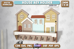 House Key Holder Laser Cut | Wall Key Hanger House Shaped Product Image 1