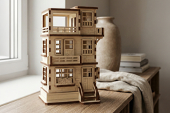 Laser Cut 3D Wooden Townhouse Model File for Dollhouse Decor Product Image 6